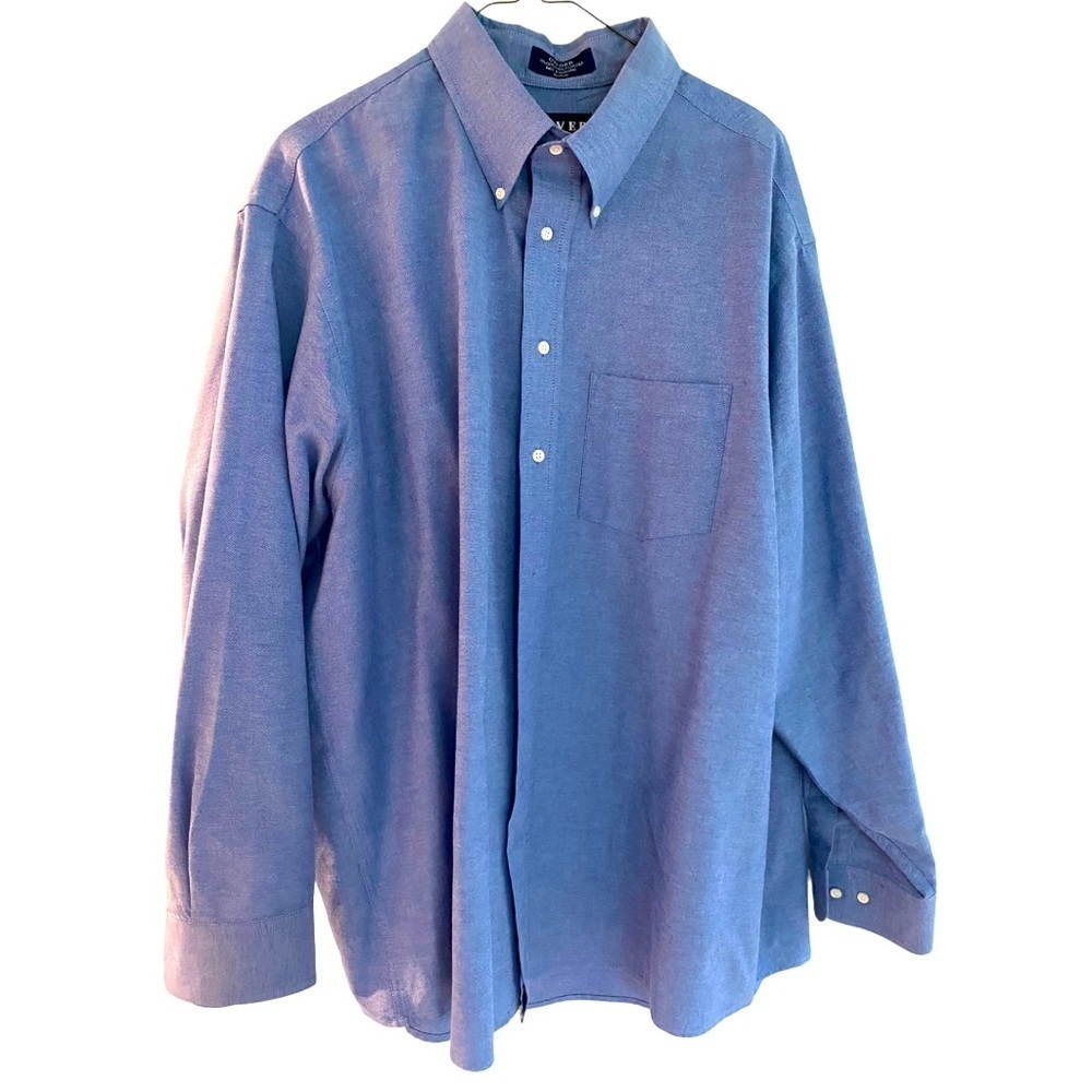 Mens shirt long sleeve button cuffs button down shirt blue button down 18/34